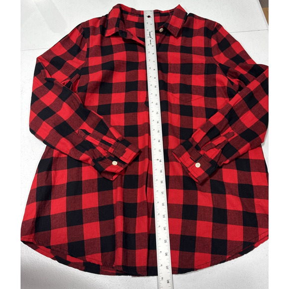 Old Navy Maternity Top Womens S/P Buffalo Plaid Flannel Henley Relax Fit Shirt - Picture 8 of 10